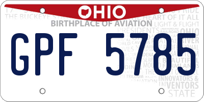 OH license plate GPF5785