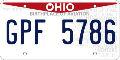 OH license plate GPF5786
