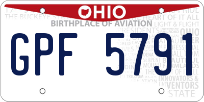 OH license plate GPF5791