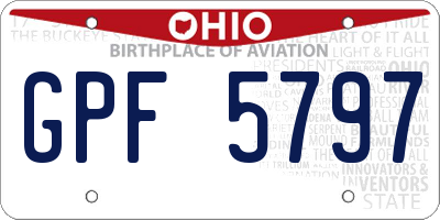 OH license plate GPF5797