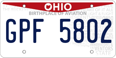 OH license plate GPF5802