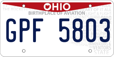 OH license plate GPF5803