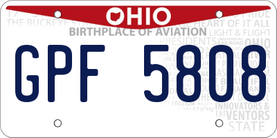 OH license plate GPF5808