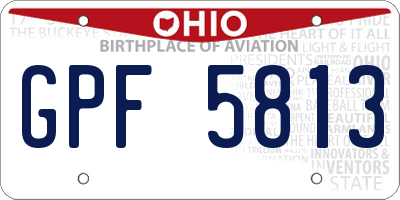 OH license plate GPF5813