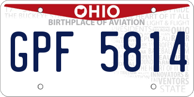 OH license plate GPF5814