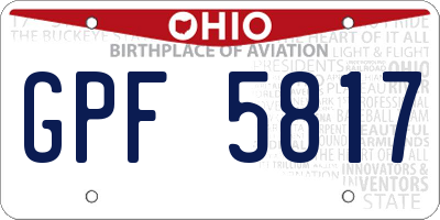 OH license plate GPF5817