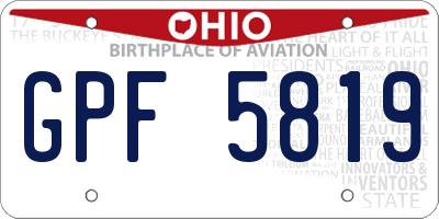 OH license plate GPF5819