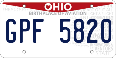 OH license plate GPF5820