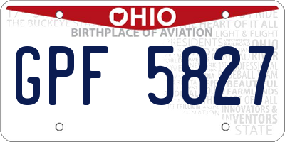 OH license plate GPF5827
