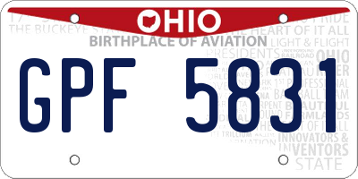 OH license plate GPF5831