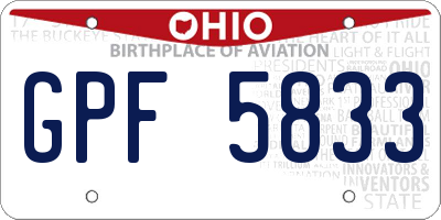 OH license plate GPF5833