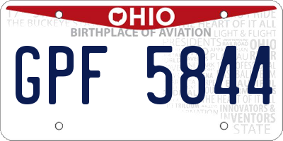 OH license plate GPF5844