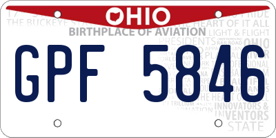 OH license plate GPF5846