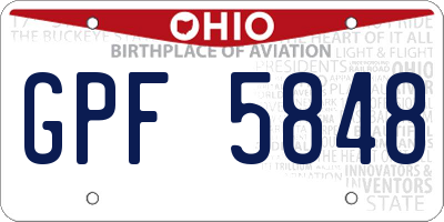 OH license plate GPF5848