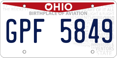 OH license plate GPF5849