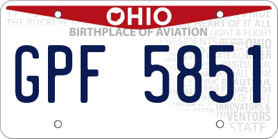 OH license plate GPF5851