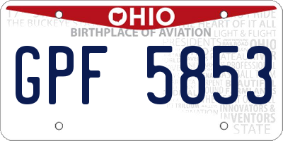OH license plate GPF5853