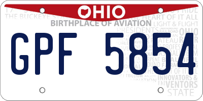 OH license plate GPF5854