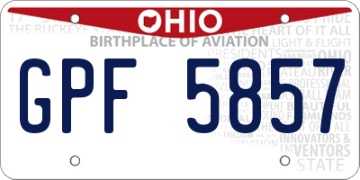 OH license plate GPF5857