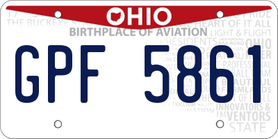 OH license plate GPF5861