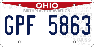OH license plate GPF5863