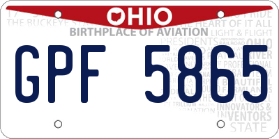 OH license plate GPF5865