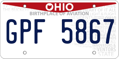 OH license plate GPF5867