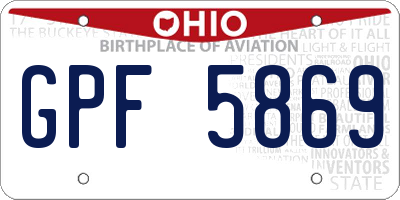 OH license plate GPF5869