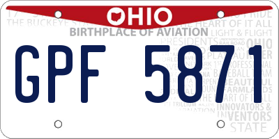 OH license plate GPF5871