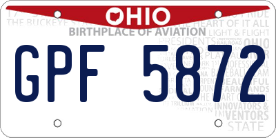 OH license plate GPF5872