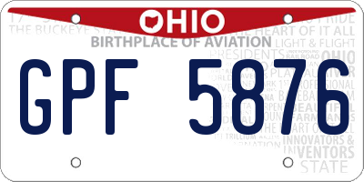 OH license plate GPF5876