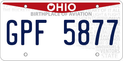 OH license plate GPF5877