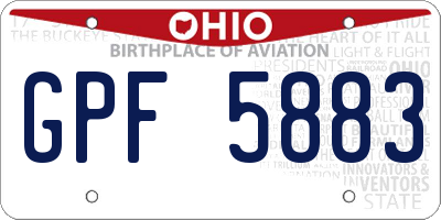 OH license plate GPF5883