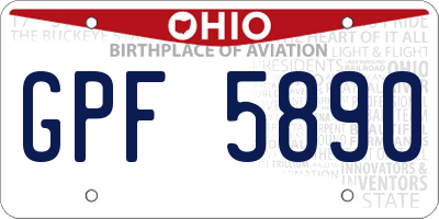 OH license plate GPF5890