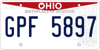 OH license plate GPF5897