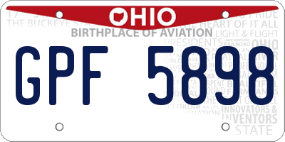 OH license plate GPF5898