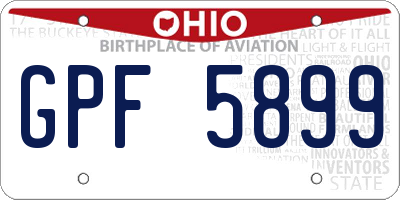 OH license plate GPF5899