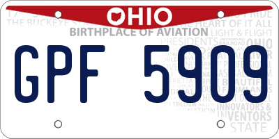 OH license plate GPF5909