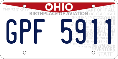 OH license plate GPF5911