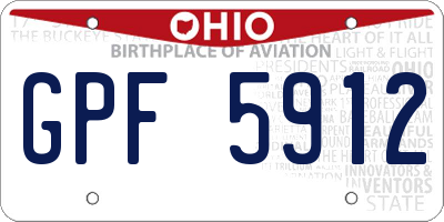 OH license plate GPF5912