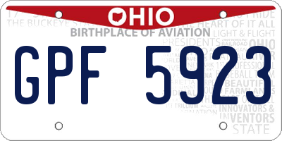OH license plate GPF5923