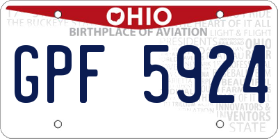 OH license plate GPF5924