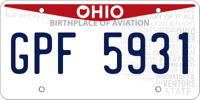 OH license plate GPF5931
