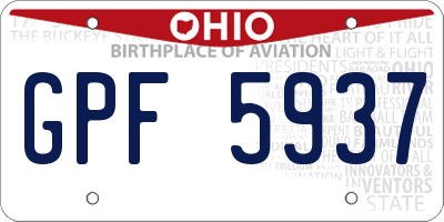 OH license plate GPF5937