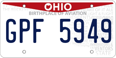 OH license plate GPF5949
