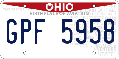 OH license plate GPF5958