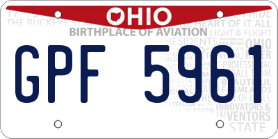 OH license plate GPF5961