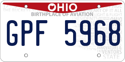 OH license plate GPF5968