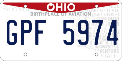 OH license plate GPF5974