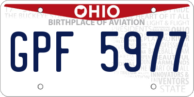 OH license plate GPF5977